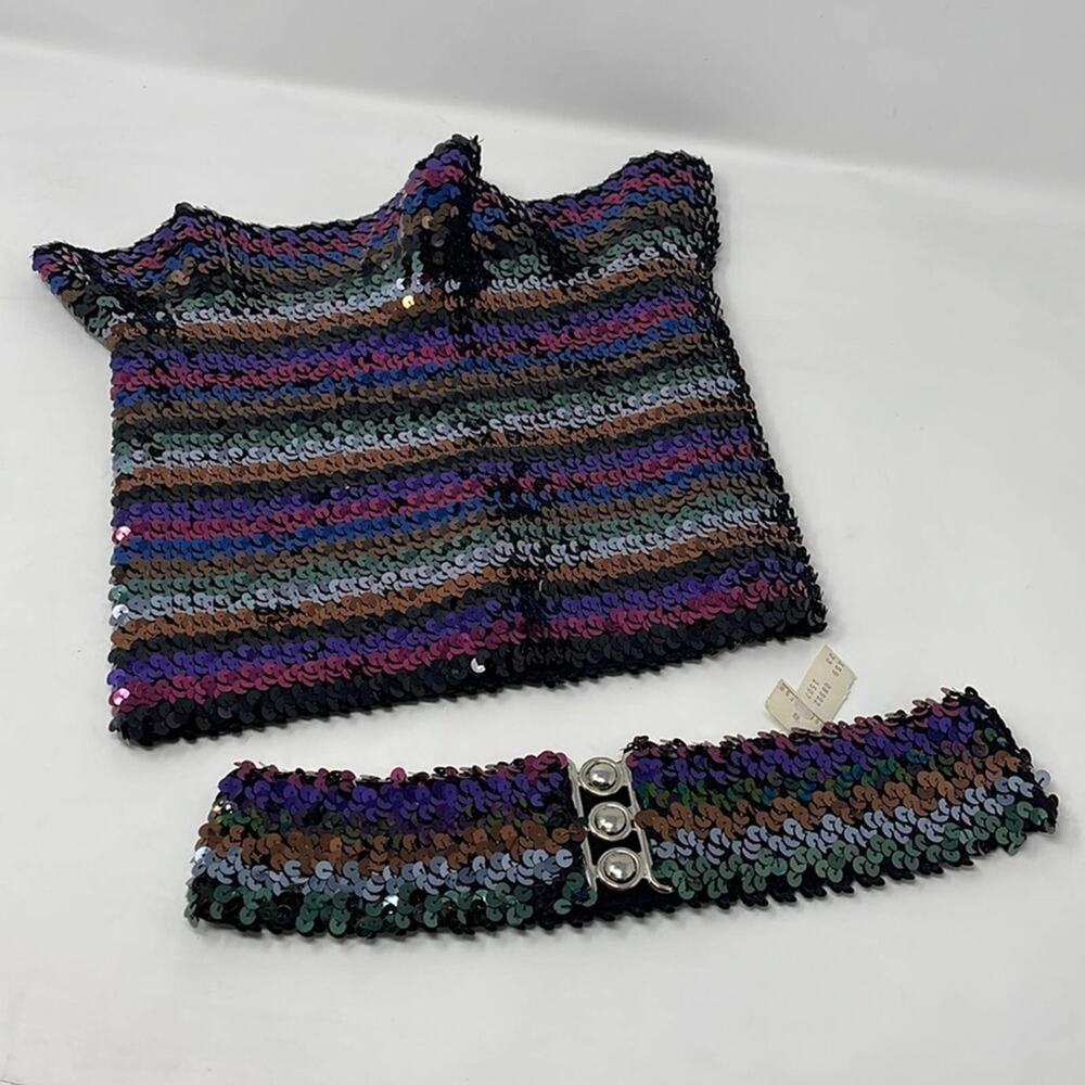 Vintage Nordstrom’s elastic sequined crop tube top with belt